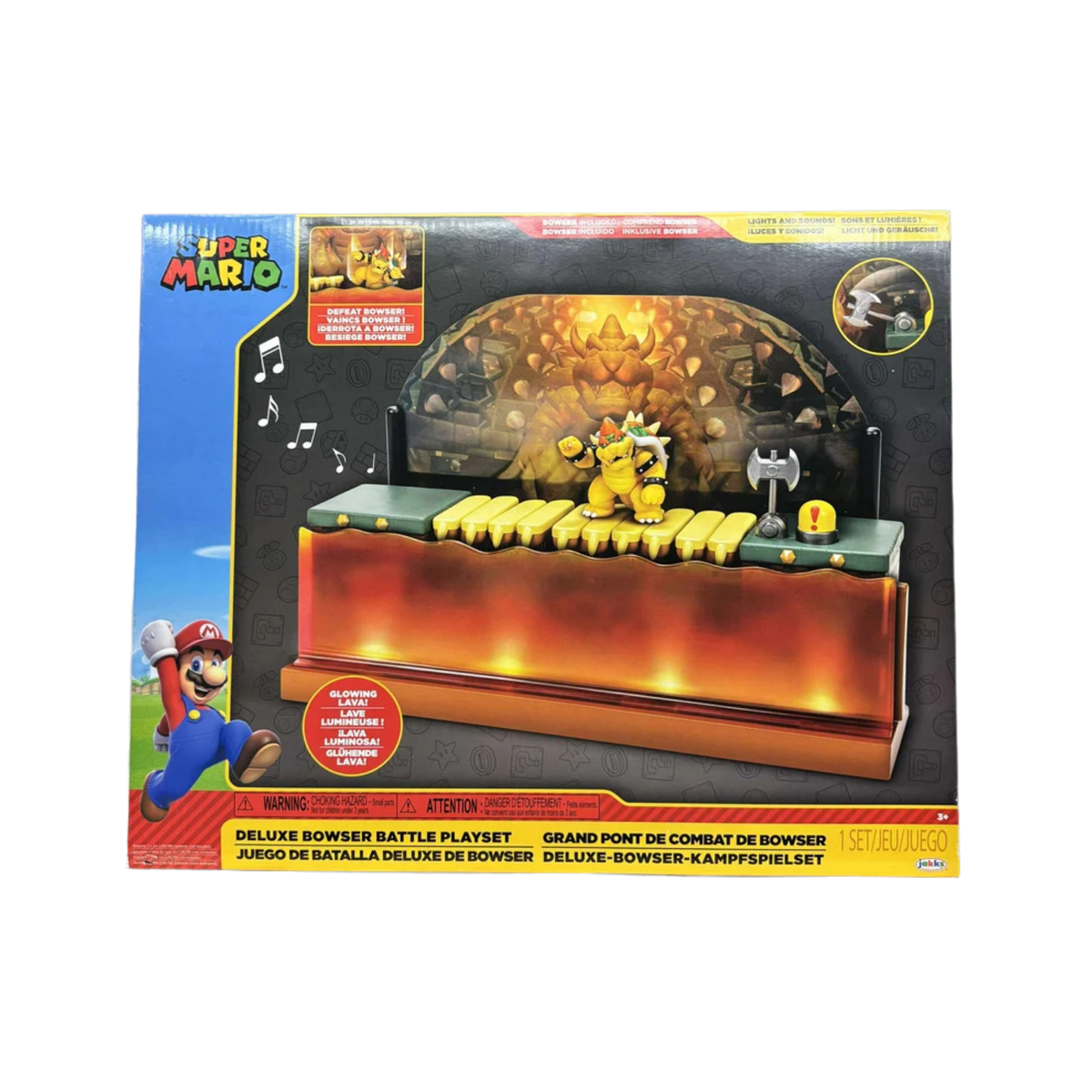 Super Mario Nintendo Deluxe Bowser Battle Playset with Lights and Sounds