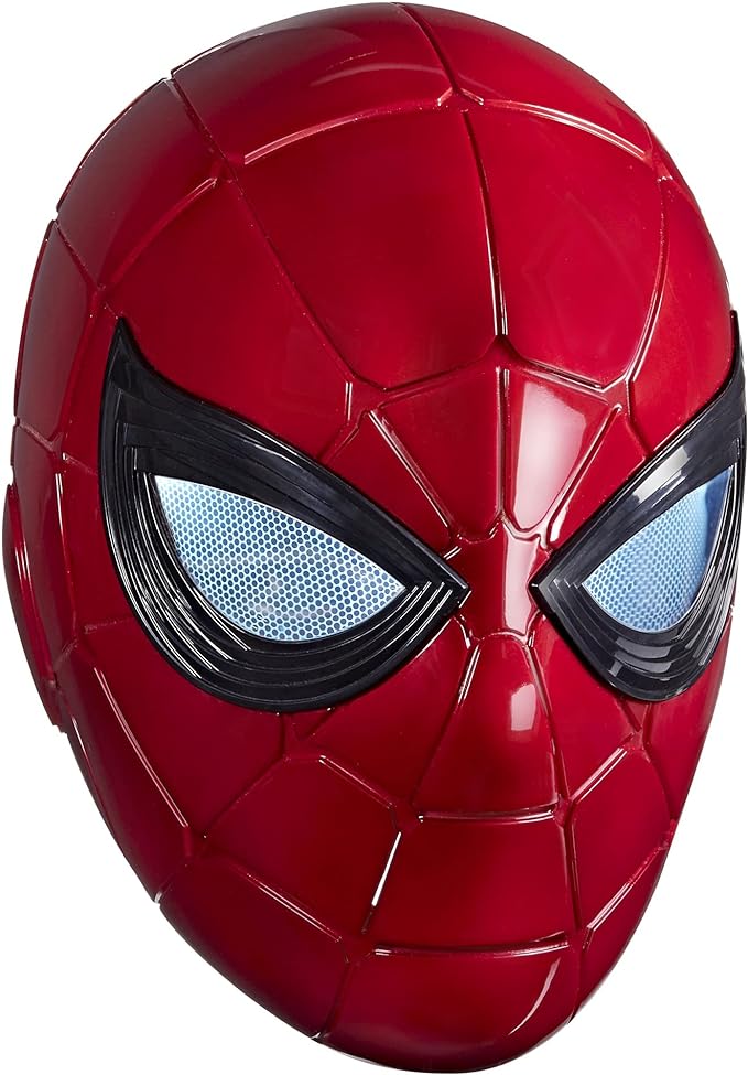 Spider-Man Marvel Legends Series Iron Spider Electronic Helmet with Glowing Eyes, 6 Light Settings and Adjustable Fit , Red
