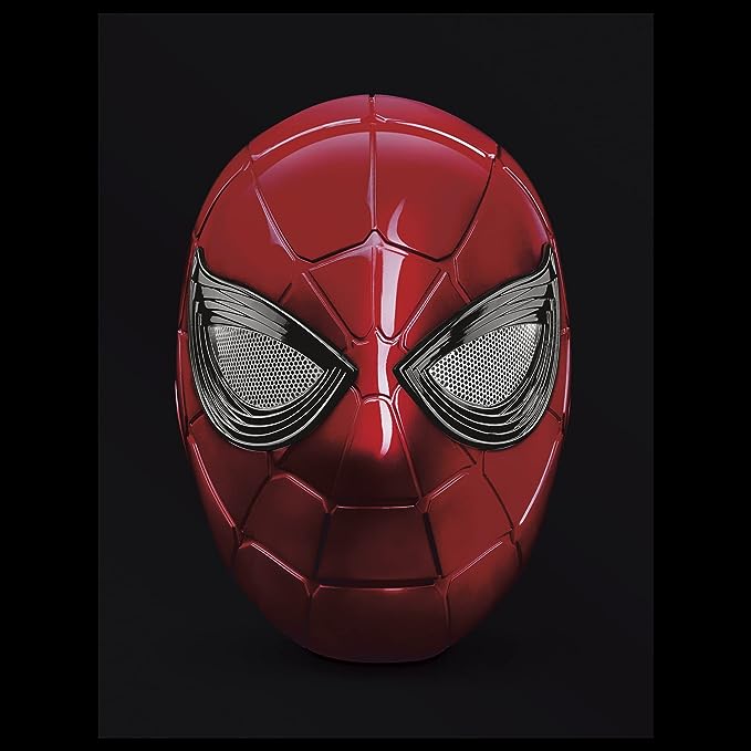 Spider-Man Marvel Legends Series Iron Spider Electronic Helmet with Glowing Eyes, 6 Light Settings and Adjustable Fit , Red