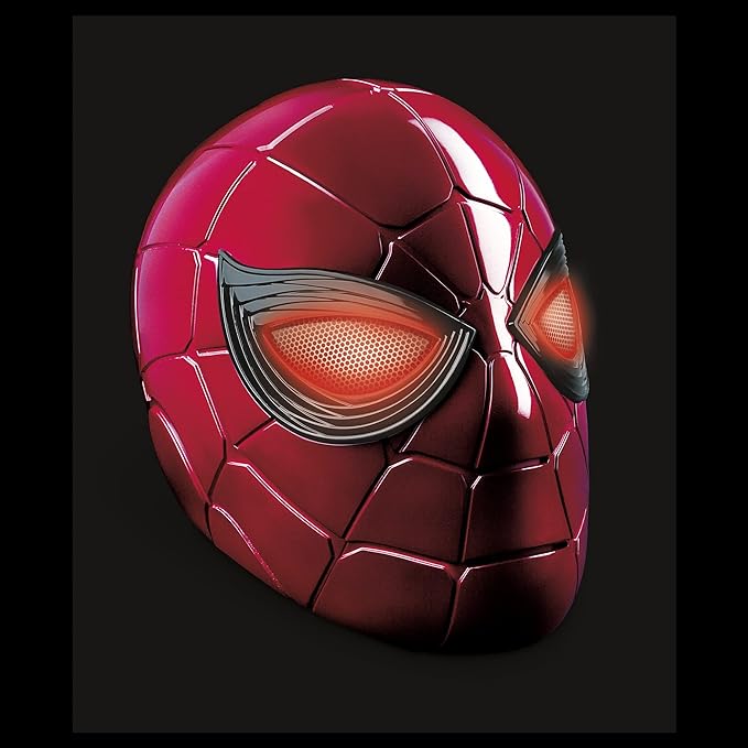 Spider-Man Marvel Legends Series Iron Spider Electronic Helmet with Glowing Eyes, 6 Light Settings and Adjustable Fit , Red