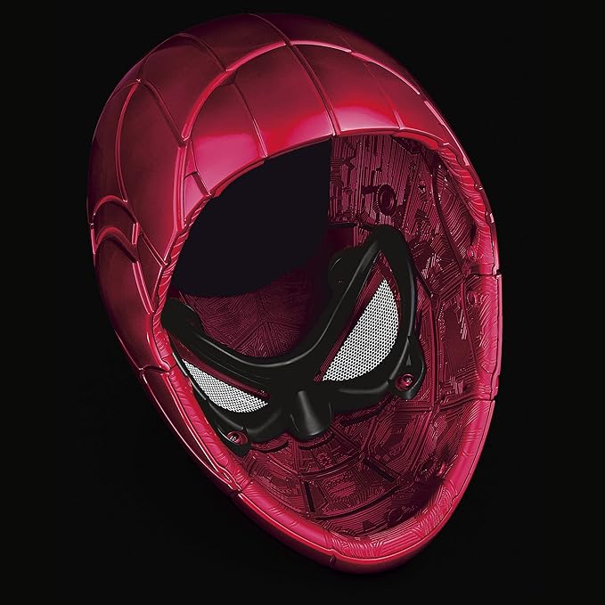 Spider-Man Marvel Legends Series Iron Spider Electronic Helmet with Glowing Eyes, 6 Light Settings and Adjustable Fit , Red