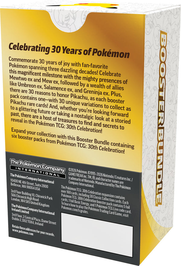 PRE-ORDER: Pokémon Trading Card Game 30th Celebration Booster Bundle Box